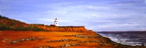 Acrylic painting, Prince Edward Island, Lighthouse, beach, PEI, landscape