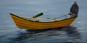 Dory, water, boat, painting 