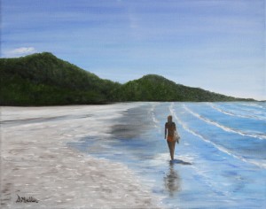 Australia, beach, water, ocean, sand, landscape, painting, Donna Muller