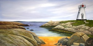 Terence Bay, Nova Scotia, Canada, beach, rock, lighthouse, water, landscape