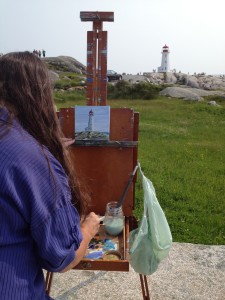 Sold painting, lighthouse, paint peggy's Cove, Nova Scotia, Festival of the Arts