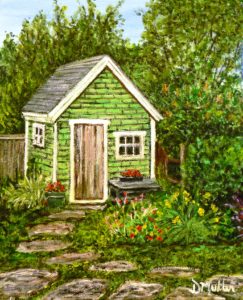 Lunenburg, Nova Scotia, shed, garden, path, green