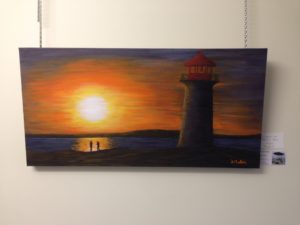 Peggy's Cove, Nova Scotia, sunset, acrylic painting, fine art