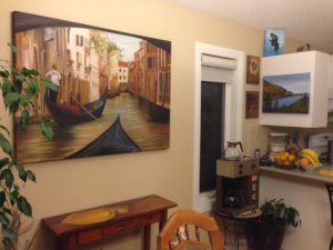 Venice, painting, coffee pot, table