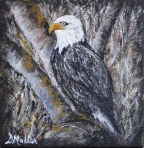 Bald eagle, tree, wildlife, painting