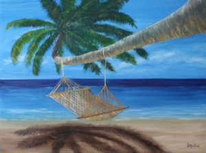 Hammock, relaxation, beach, palm tree, ocean, sand