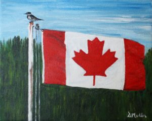 Kingfisher, canada, flag, painting, flag pole, sky