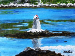 lighthouse, ocean, winter, snow, rock, shad bay