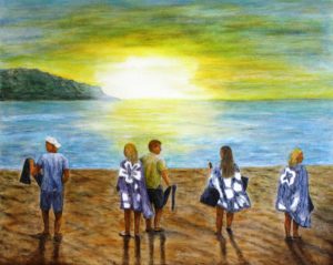Snorkling, hawaii, family, sunrise, ocean, Donna Muller