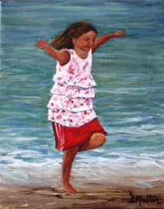 child, beach, water, ocean, playing, painting