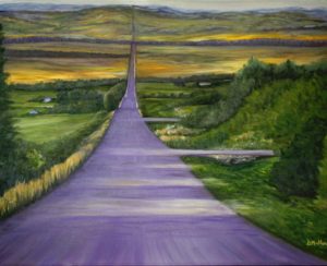 Road, okotoks, alberta, acreages, painting, purple