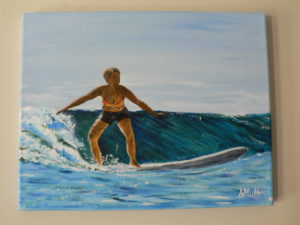 surfing, hawaii, wave, ocean, painting