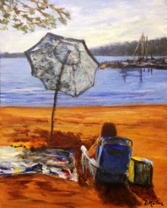 Last Mountain Lake, Beach, Regina Beach, painting, sitting in the sun
