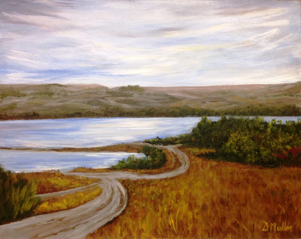 Regina Beach, Saskatchewan, Saskatchewan artist, Donna Muller, Kinookimaw, Regina Beach, lake, Last Mountain Lake, landscape, trails, valley