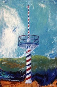 Barber pole, Regina Beach, Saskatchewan, Last Mountian Lake, Beach, Valley, poured painting, acrylic painting, Donna Muller, Donna's Gallery, abstract