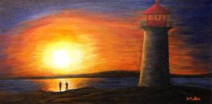 Peggy's Cove, sunset, lighthouse, ocean, rock