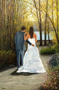 wedding, bride, groom, Saskatoon, Berry Farm, Saskatchewan River, trees, landscape, beauty, love, path