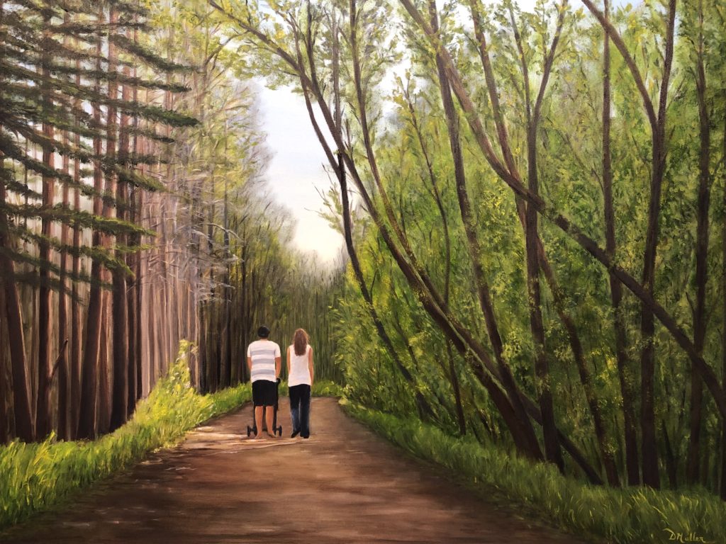 trees, walk, hike, trail, love, path, Manitoba, Carman, couple, family, artist, Donna Muller