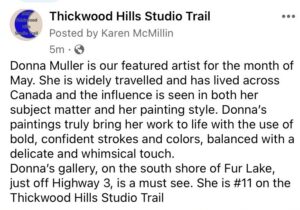 Thickwood Hills Studio Tour, Donna's Gallery, Saskatchewan Artist, Donna Muller, DMuller